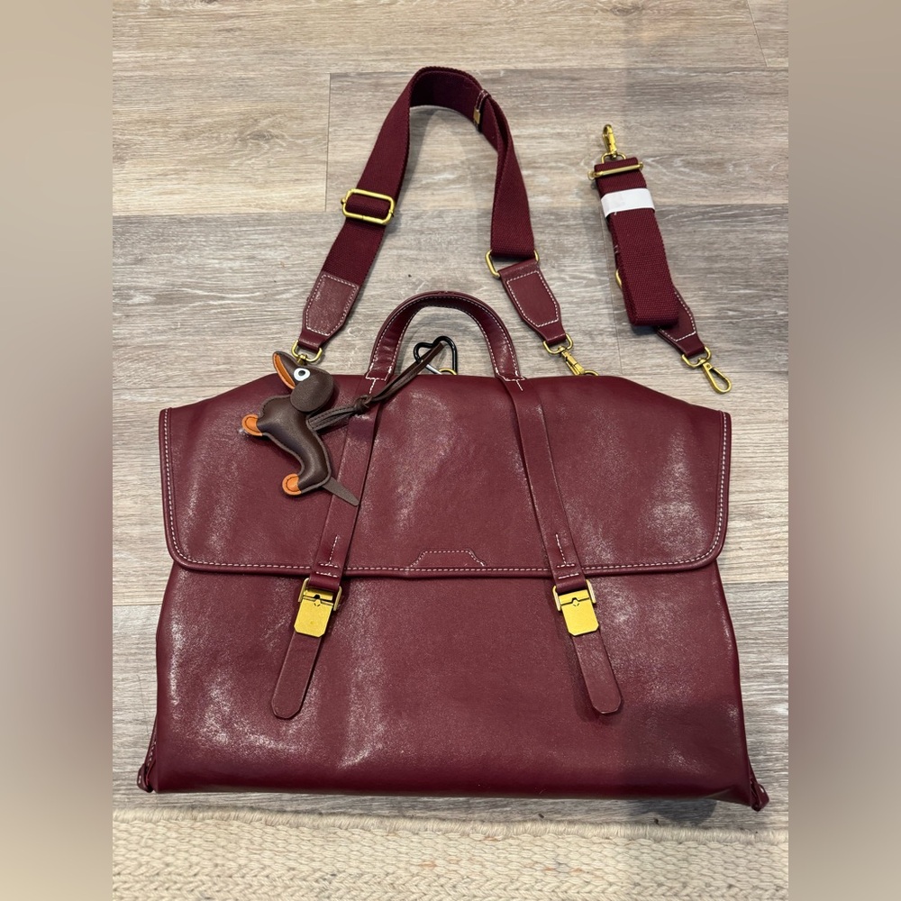 Like New CKSO burgundy leather work versatile tote bag w/ gold-finish hardware